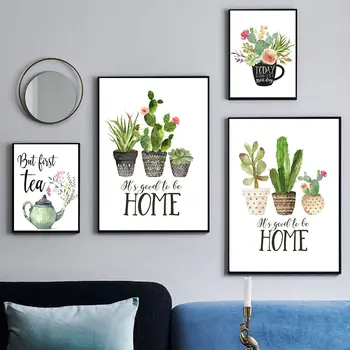 Настраиваемый настенный арт для гостиной, цветочный плакат с домашним растением, минималистичный рисунок на холсте