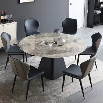 Новый обеденный стол из серого шифера, Простой Домашний квадрат в маленькой квартире С поворотным столом, Дизайнерский ресторанный стол на 4 персоны