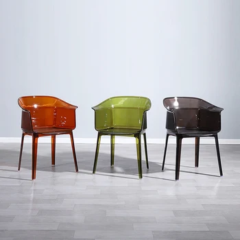 Обеденные стулья Прозрачный стул Скандинавское Барное кресло Современный Простой хрустальный стул Модная Классическая Легкая спинка роскошной линии