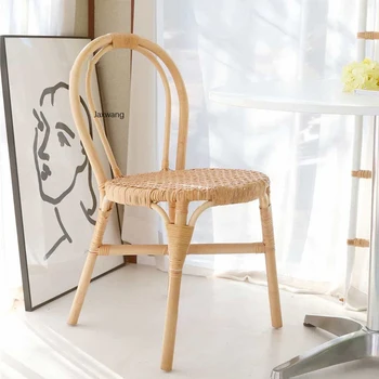 Обеденный стул из ротанга для кухни с одной спинкой для отдыха, Обеденные стулья для помещений, мебель для дома, Минималистичные стулья со спинкой