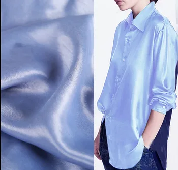 Осенняя туника из вискозного синего шелка и атласа, дизайнерская ткань для одежды shimmer