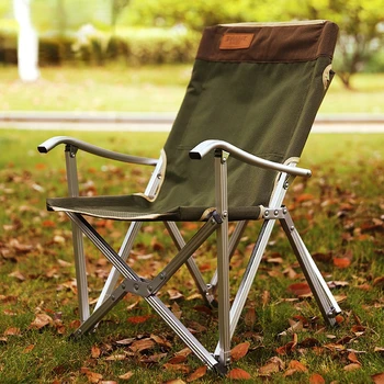 Открытый складной шезлонг Переносное походное кресло с высокой спинкой, пляжный стул, двухслойный алюминиевый сплав 600D Oxford