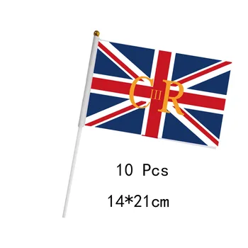 Прямая поставка 100% полиэстер Великобритания Ручные флаги короля Чарльза iii