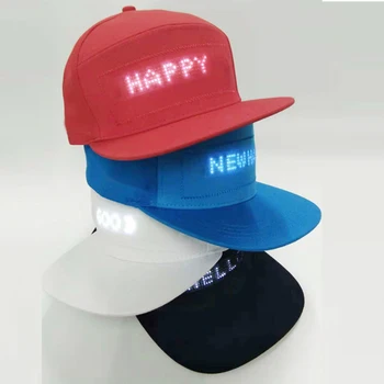 Регулируемая программируемая кепка с приложением Bluetooth со светодиодной подсветкой, светящимися в темноте сообщениями, светодиодная шляпа и кепка для мужчин, женщин и взрослых