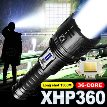 Самый мощный светодиодный фонарик XHP360 с 36-разрядным USB-аккумулятором XHP50.2, мощный тактический фонарь с зумом, фонарь для кемпинга на открытом воздухе