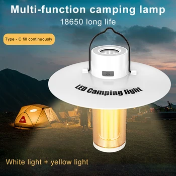 Светодиодный фонарь для кемпинга с магнитным USB-перезаряжаемым портативным фонарем 5 режимов освещения Светодиодные фонари Лампа для палатки Аварийная лампа