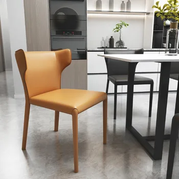 Скандинавский обеденный стул для столовой Современная минималистичная мебель для дома Роскошный гостиничный стул со спинкой Кожаный стул для отдыха