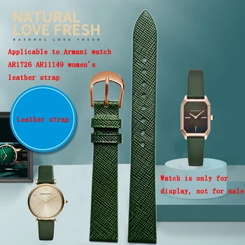 Темно-зеленый ремешок из натуральной кожи для часов Armani, ремешок для часов AR11149, AR11150, AR1726, Аксессуары для женских часов-браслетов 14 мм