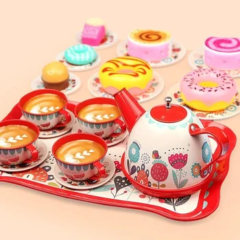Чайные игрушки 3-Игровая кухня День Рождения мальчиков 4-Летний Чайник Детский Набор чайных чашек Подарки для моделирования старого дома для девочек