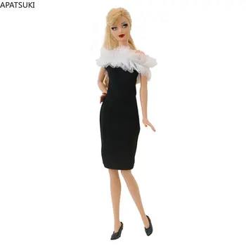 Черно-белое платье с оборками для костюма куклы Барби, наряды, праздничное платье ручной работы, 1: 6, аксессуары для кукол, Детские игрушки