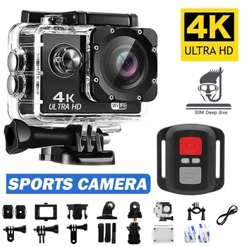 Экшн-камера Ultra HD 4K 30 кадров в секунду/ 170D Подводный шлем Водонепроницаемый 2.0 Экран Wi-Fi пульт дистанционного управления Sports go Video Mini Camera Pro