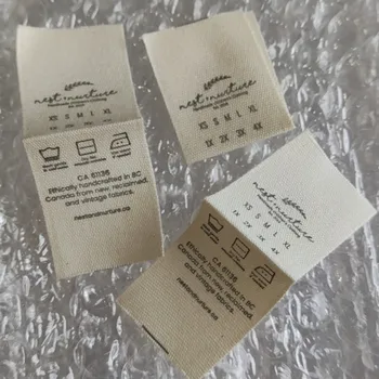 Этикетки по уходу 1000шт, 2,5 * 6,7 см, изготовленная на заказ петлевая этикетка из натуральной белой хлопчатобумажной ленты для одежды